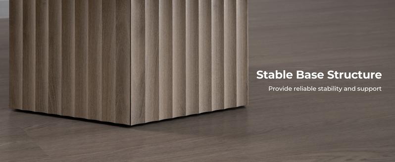 SICOTAS Round Coffee Table for Living Room, Modern Fluted Circle Center Coffee Table with Storage, 32" Accent Tea Dining Table for Apartment, Grey Alder