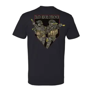 Death Before Dishonor Tactical T Shirt Featuring Dual Special Forces Operators With Rifles And Night Vision Gear, Tactical Military Streetwear Design Showcasing Brotherhood Honor And Combat Readiness