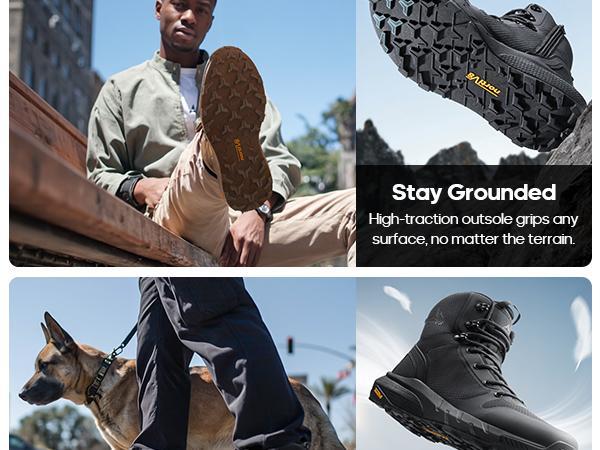 NORTIV 8 [Metrostrike] Men's Military Tactical Boot Lightweight Breathable Boots for Work All Day Side Zipper Motorcycle Combat Hiking Boots 8 Inches Trekking Shoes Rubber Outsole Durability Worker