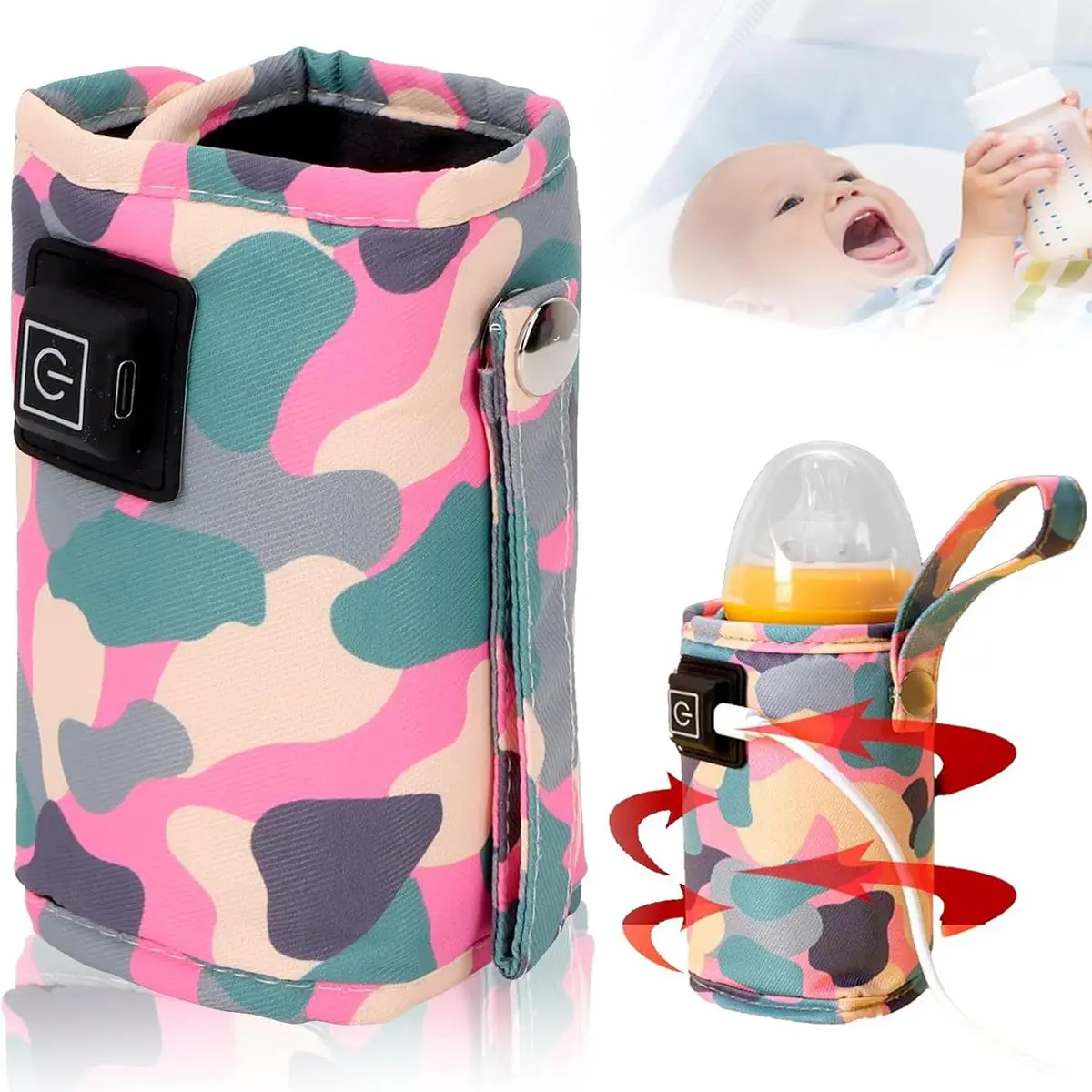Portable Baby Bottle Warmer, Fast Bottle Warmer, Portable Milk Warmer, Portable Bottle Warmer For Travel, USB Charging & Constant Temperature Control Baby Bottle Heating Pads, Essential Baby Care Accessory