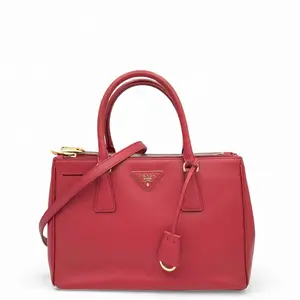 Pre-owned PRADA Leather tote bags Small Galleria Double Zip Tote Saffiano Calfskin Red (qy1104p6)