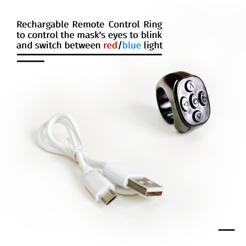 Cool Hero Mask - Remote Control Skin-friendly Red & Blue Lights - Perfect for Cosplay, Halloween, Festivals, Parties - 26cm x 19cm x 11cm - Plastic Material