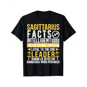 Sagittarius Zodiac Sign T-Shirt for Men & Women - 100% Cotton,  Breathable & Comfortable,  Bold "Facts Intelligent" Graphic Design,  Perfect for Daily Wear & Special Occasions,  Machine Washable - Black,  Sizes S to XXXL