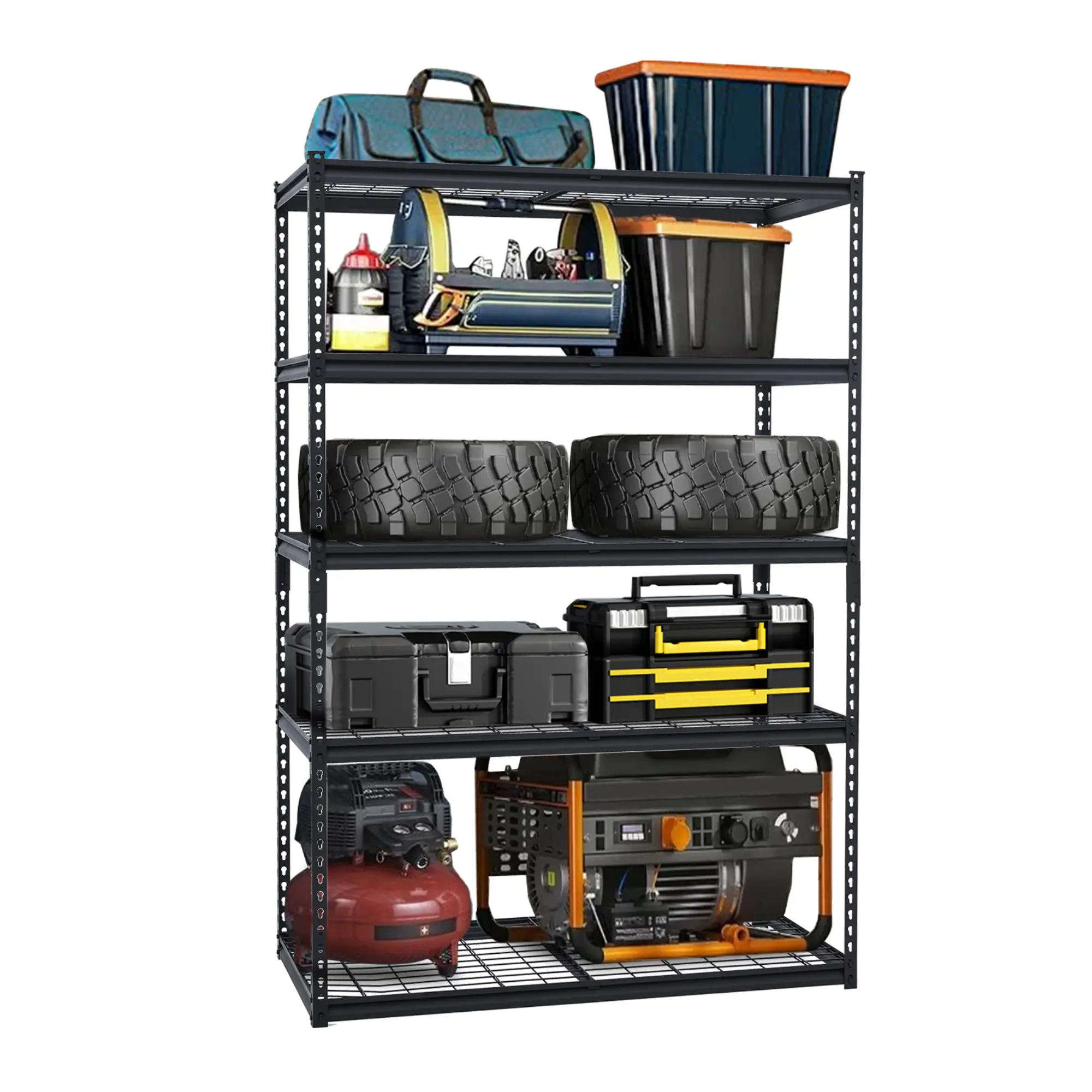 Garvee Upgraded Pallet Rack, 5-Tier Heavy Duty Steel Rack, 3000 Lbs Load Capacity, Adjustable Garage Shelving, Simple To Assemble, 48"W X 24"D X 72"H, Ideal For Warehouse & Industrial Use