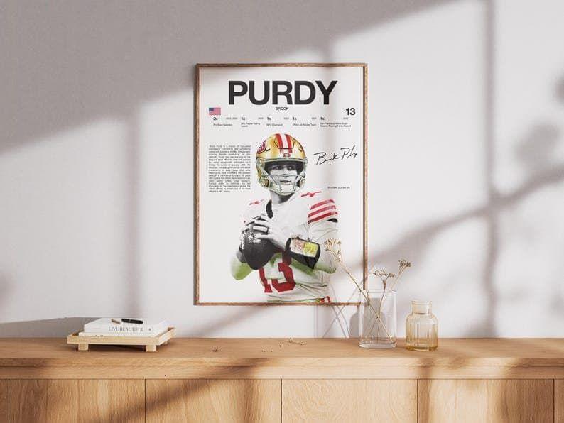 Brock Purdy Poster, Football Wall Print, Football, Football Poster Print, Sports Decor, San Francisco 49ers Poster, Football Player Gift