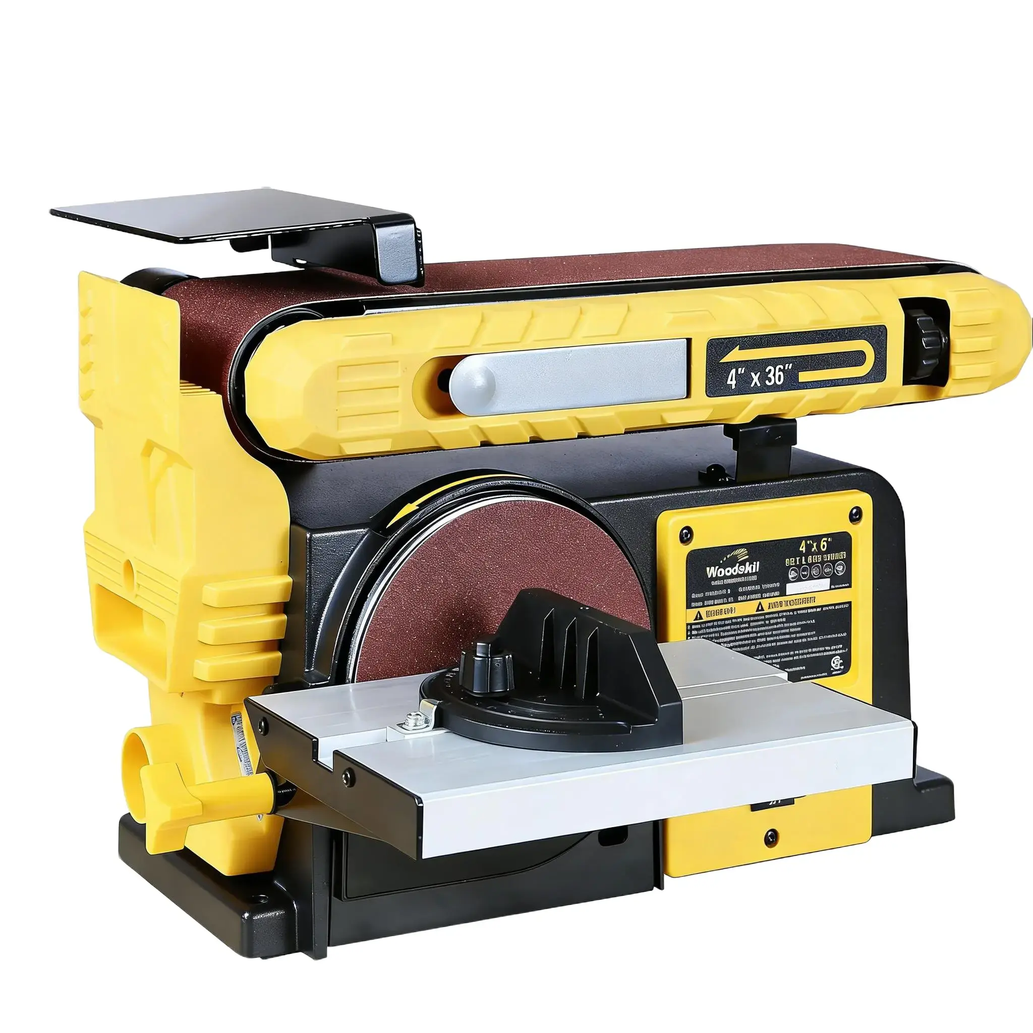 Woodskil Belt & Disc Sander Combo, 4x36 in. Belt Sander, 6 in. Disc Sander, 3/4HP Motor, Upgraded Model MM491GLC, Hex Key, 3590 RPM, 120V, AC Adapter Current: 4.5 A