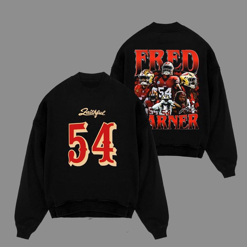 Fred Warner 54 All-Pro Fred For The Faithful Cotton Hoodie Sweatshirt T-Shirt (Made In US), Niner Empire Outfit, Faithful to The Bay! Game Day Outfits, Gift For Football Fans, Football Graphic Hoodie