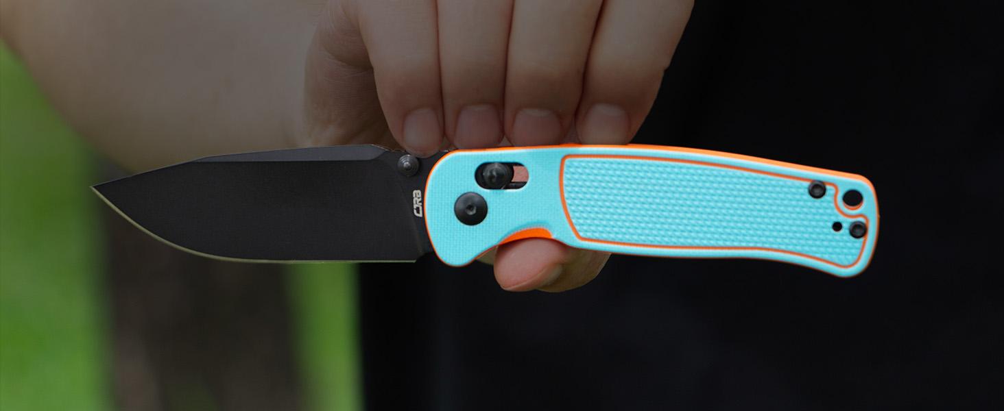 CJRB Shale Folding Pocket Knife, 3.15'' AR-RPM9 Steel Black PVD Blade Dual-tone G10 Handle Folding Knife with Clip, EDC Knife for Men Women, Sharp Camping Hiking Survival Knives