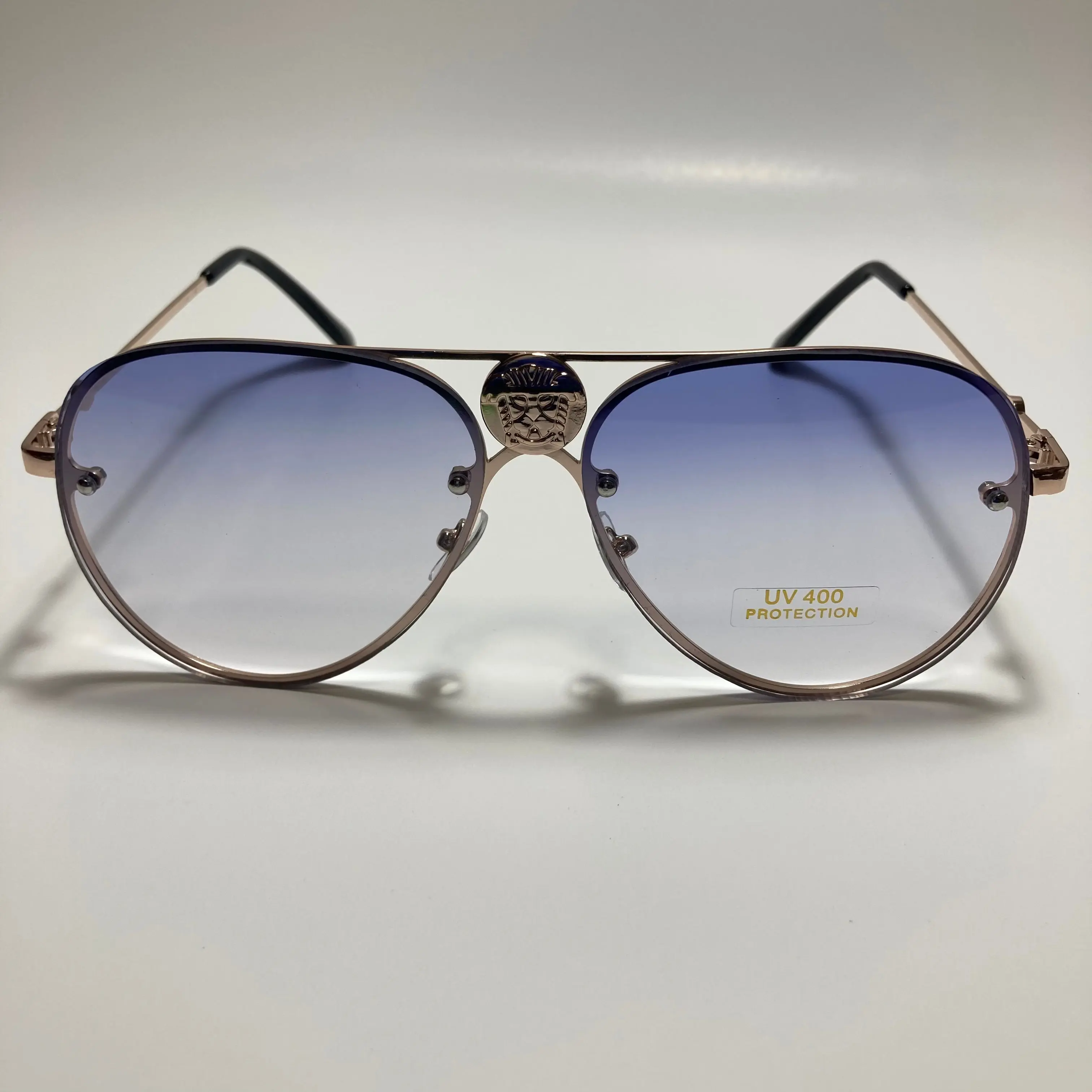 The Tuscany Italian Inspired Metal Aviator Sunglasses with Lion Emblem x Available in Five Colors