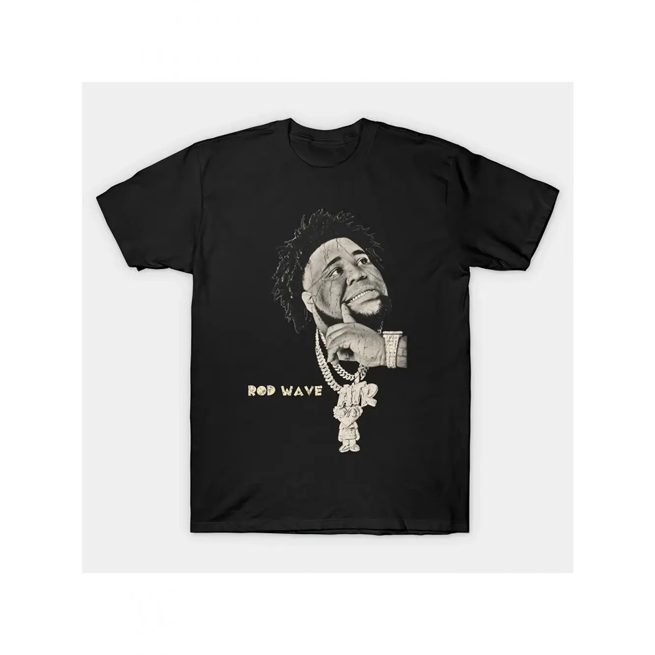 Retro Rod Wave T-Shirt 220g Pure Cotton Single-sided Printed Round Neck Short Sleeved T-shirt