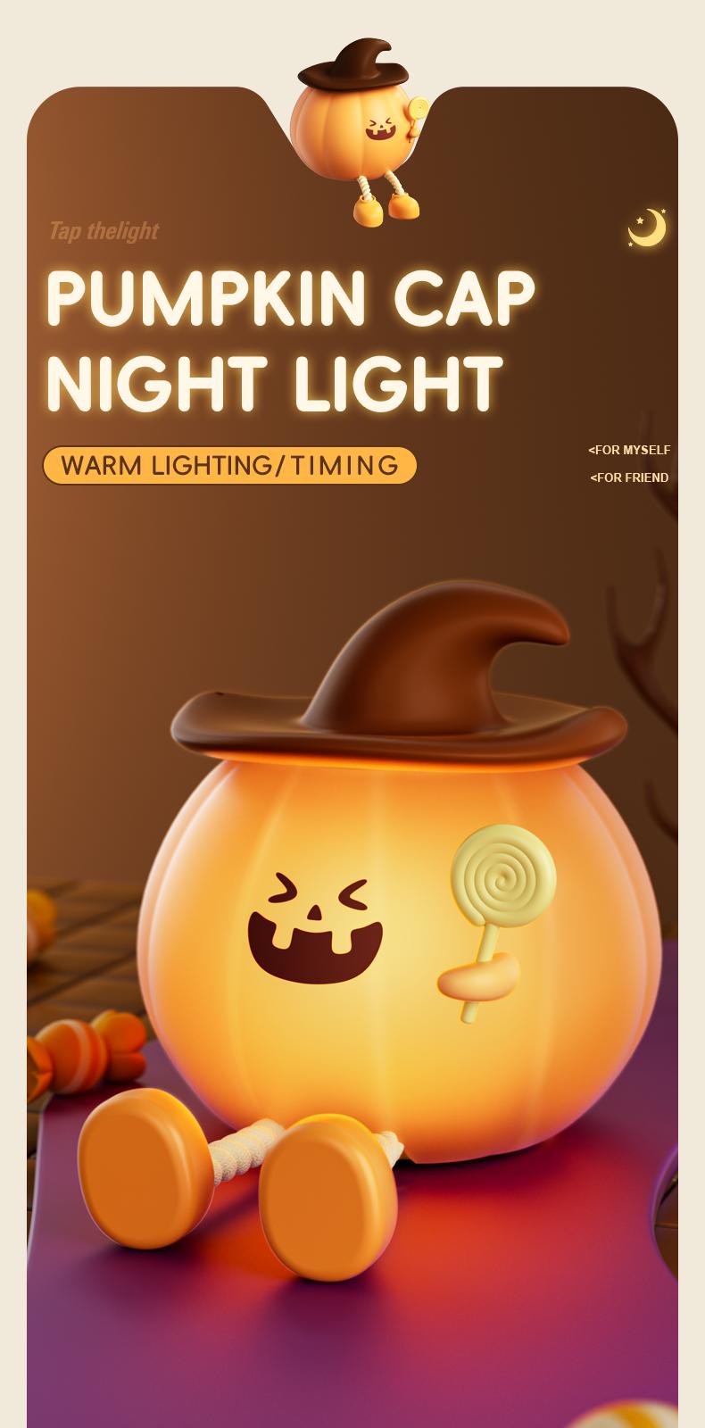 Christmas Mood Lights Mini LED 3-Level Dimmable Silicone Rechargeable Bedside Touch Lamp for Kids & Halloween Decor