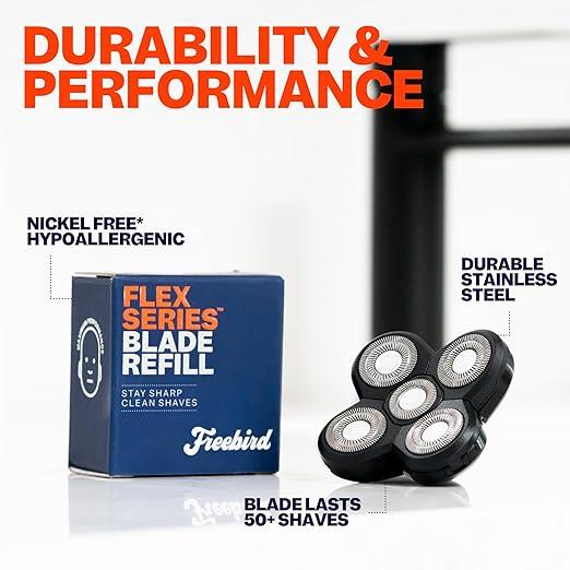 Freebird FlexSeries Refill – Ultra-Sharp, ScalpSafe Rotors for Smooth Shave – Long-Lasting Design for 50+ Shaves – Easy QuickSnap Install