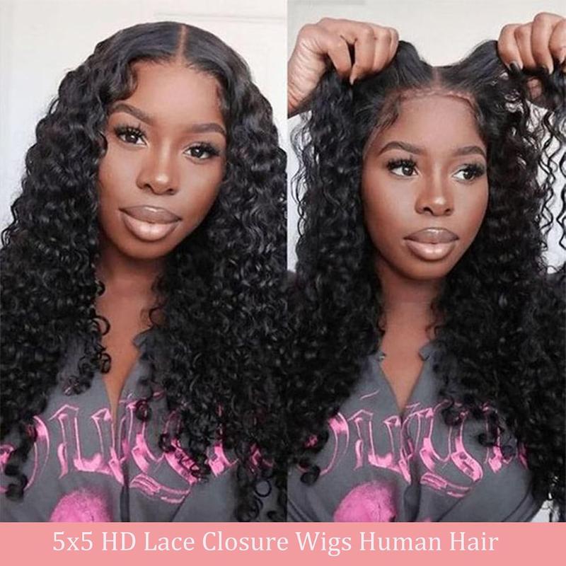 Glueless Wigs Deep Wave Human Hair 6x4 7x5 9x6 Pre Plucked Pre Cut Hd Lace Closure Ready and Go Deep Wave Curly Lace Front Wigs for Black Women Wet and Wavy Natural Hairline