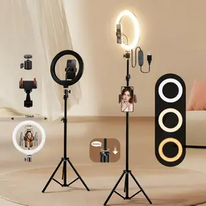 10" Ring Lights with 43-71" Extendable Tripod Stands and Phone Holder, Dimmable LED Circle Round Lighting for Filming, Selfie Camera Photography, Makeup, YouTube Video, Vlogging, Live Streaming - Valentine's SuperBowl