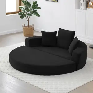 Niccae Convertible sofa bed, multi-functional round bed, adjustable sofa bed, no assembly required, compressed corduroy fabric, suitable for apartments, offices, bedrooms, living rooms and other places.