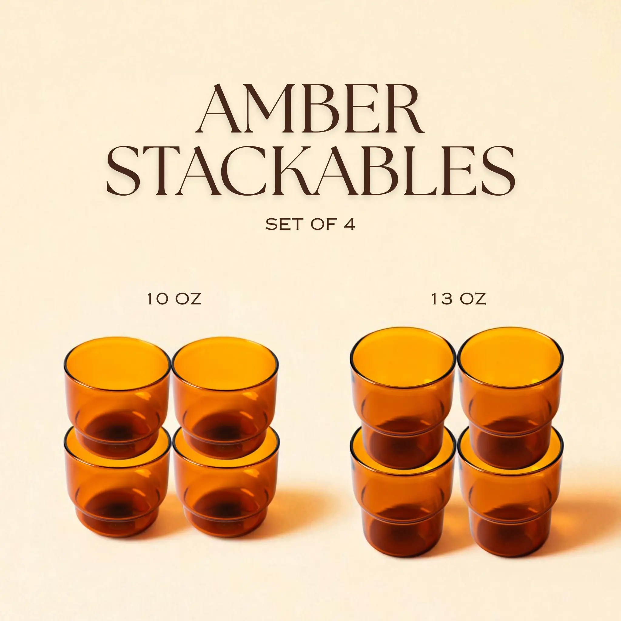 Stackable Colorful Glasses (Amber)