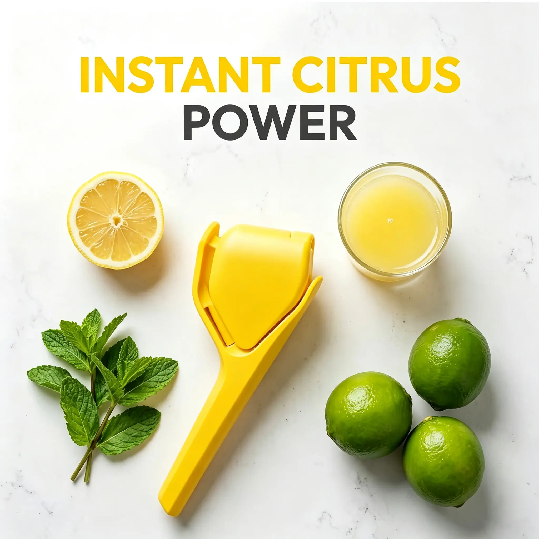 Manual Citrus Juicer - Reusable, Compact Plastic Kitchen Utensil (PVC-Free Alternative) - Portable, Single-Hand Operated Squeezer for Lemon, Orange, Lime - Home/Travel Easy-Clean Fruit Press for Fresh Homemade Juice