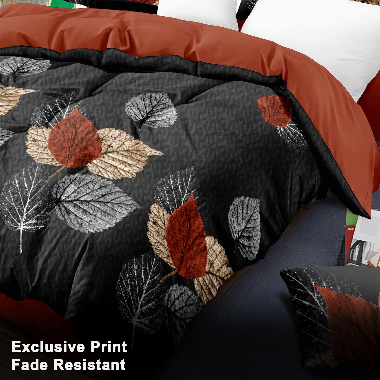 Leaf Print 9-Piece Luxury Bedspread Set with 6 Curtains, Complete Thin Quilt Collection, Hotel Quality All-Season Microfiber, Ultra Soft & Breathable, for Queen/King/Cal King | Valentine's Day #BedroomGoals #ComfyBedSets