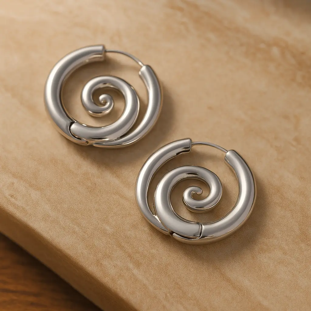 Women's Non-Piercing Ear Cuffs - Stainless Steel Hoop Shape Looped Faux Stretched Spiral Earrings, Hypoallergenic Gothic Cartilage Helix Jewelry for Sensitive Ears, Ear Cuffs Non Piercing, Hoop Shape Earrings