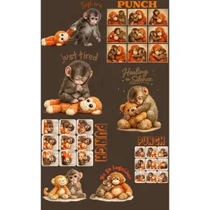 PUNCH THE MONKEY PREMADE GANGSHEET - 22X36 DTF TRANSFERS - DIRECT TO FILM