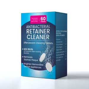PICKZONE Extra Strength Retainer Cleaner Tablets - Fast Stain Removal & Odor Eliminator, Safe for Aligners, 60-Pack, Lab-Tested, Removes Plaque & Tartar, Ideal for Denture Cleaning, Braces, Invisalign, Sports Mouthguards