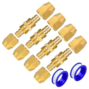4PCS Soild Brass Air Reusable Hose Splicer For 1/4-Inch ID Hose,1/4" Air Hose Repair Fitting