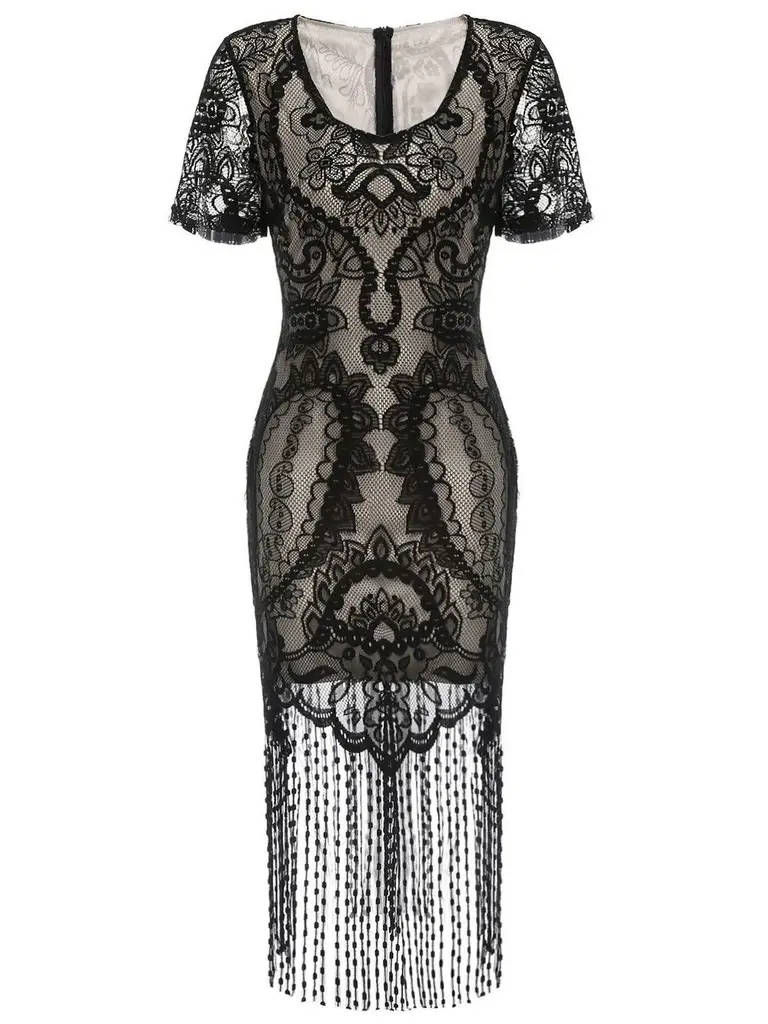 Black 1920s Back Bow Tassel Flapper Dress goddess Elegant Formal Wear -  TikTok Shop
