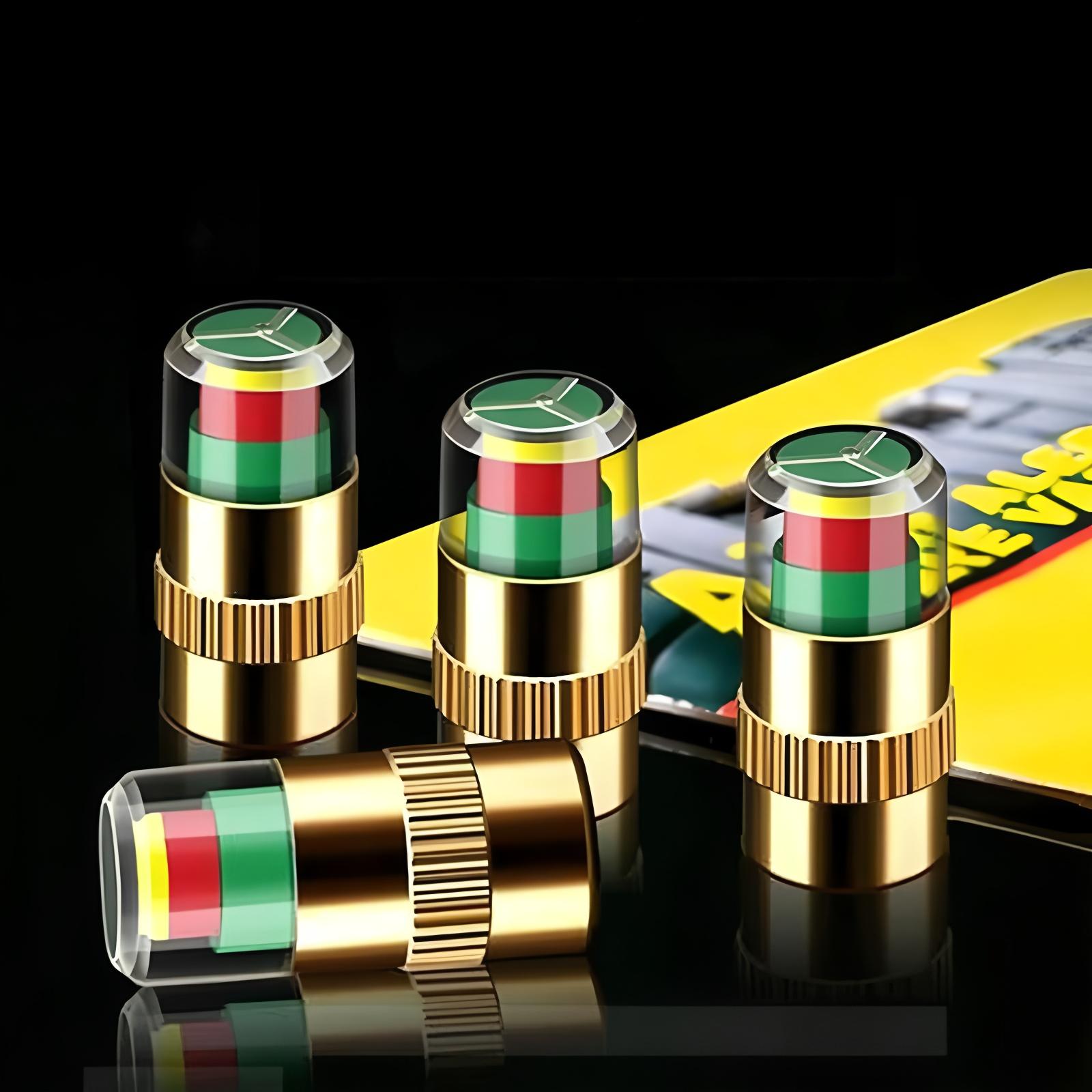 Car Tire Pressure Monitor Valve Stem Caps Sensor Indicator 4Pcs 3 Color Eye Alert for Vehicle Safety and Fuel Efficiency Car Tire Inflator