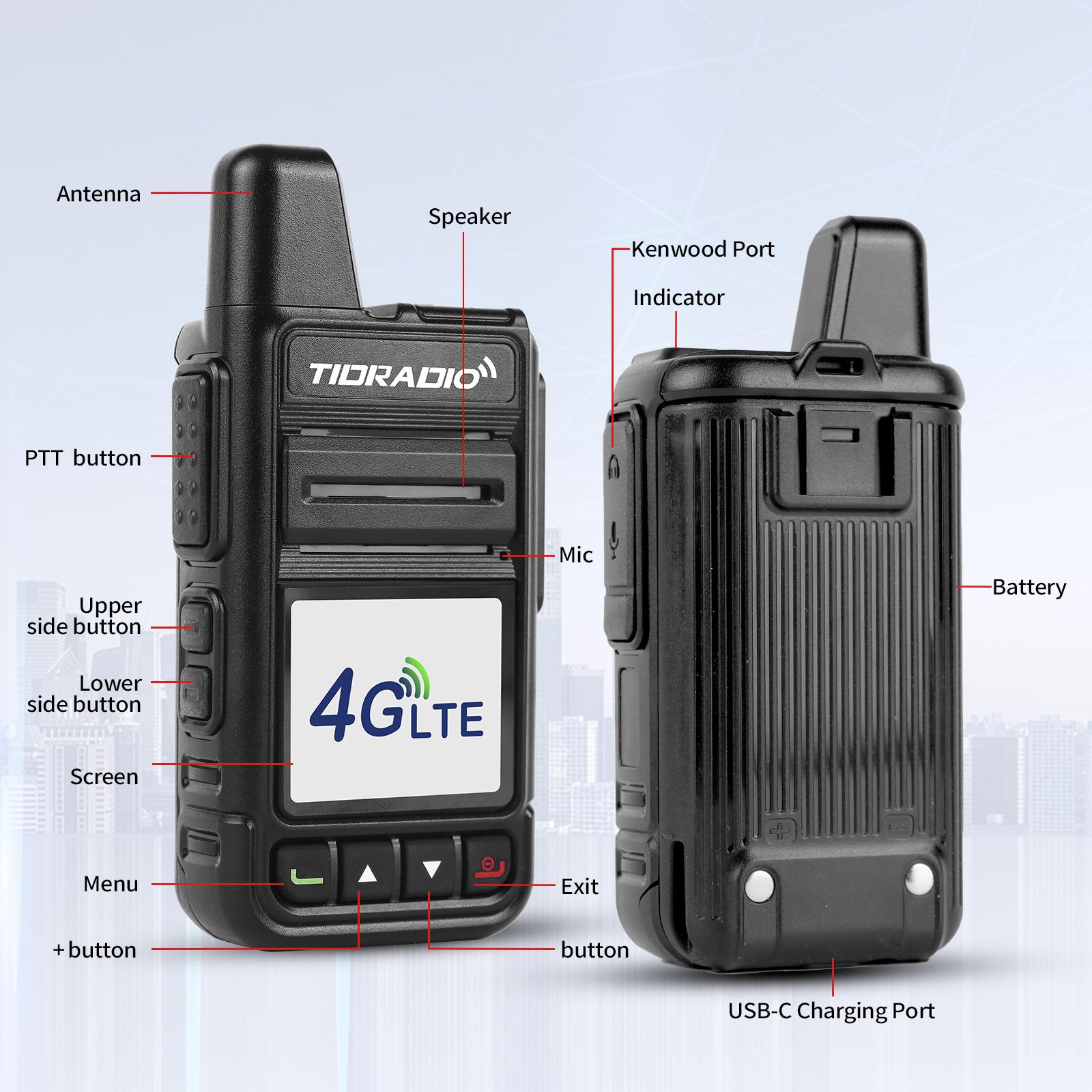 TIDRADIO TD-M15 Global POC Radio with 1 Year SIM Card Walkie Talkie Long Range 4G Network 2 Way Radio 5000 KM for Hiking and Camping 3000mAh Battery Clear Audio 4G Signal
