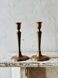 Patina Vie Vintage Brass Candlesticks, Pair