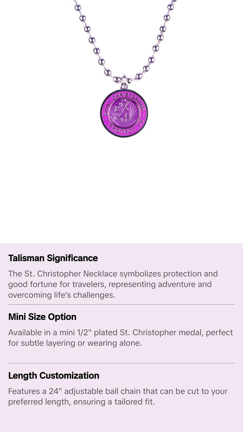 St. Christopher Necklace - Purple