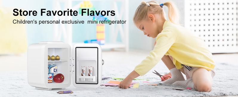 [New Year Gift] Crownful 4L Mini Fridge, 6 Can Portable Cooler & Warmer Small Refrigerator for Skin Care, Food, Beverage, Great for Bedroom, Office, Car, Dorm, Household Appliances