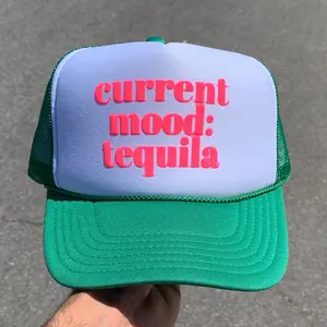 Current Mood: Tequila Puff Print Trucker Hat Trendy Unisex Hats
