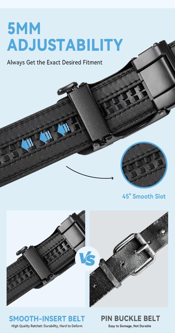 BOSTANTEN Mens Belt Leather Ratchet Easy Release Belt For Men Designer Belt Dress and Casual with Adjustable Buckle for Men's Wear Gift Textured Fathers Gift