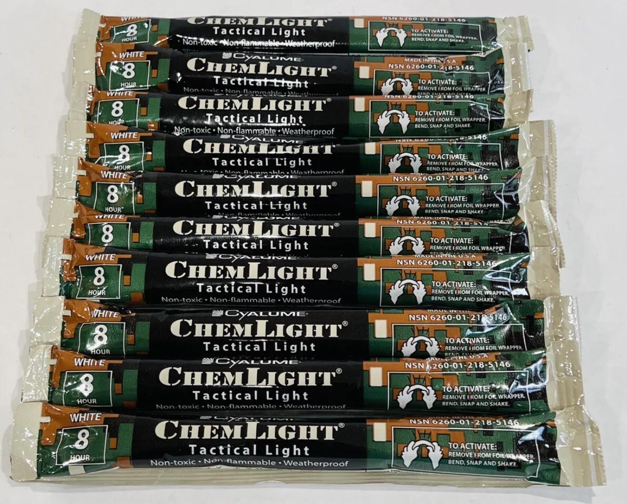 10-Pack Cyalume Chemlight Light Glow Sticks 8-HR Duration
