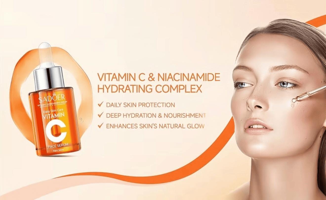 【BUY 1 GET 2 FREE】5X Vitamin C Face Serum, 5 in 1 Active VC+,Skincare for Brightening, Moisturizing, Pore Care-Hydration & Nourishing Facial Essence, Gift for Women (30ml) Dropper-New Year Gift