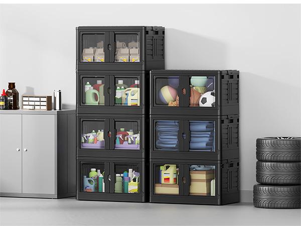 Broview V7 345Qt/460Qt/575Qt Stackable Storage Bins with Individual Lids & Wheels, Large Plastic Collapsible Latching Boxes, Closet Organizers and Storage Cabinet Shelves Units, for Home Kitchen Room Garage Organization