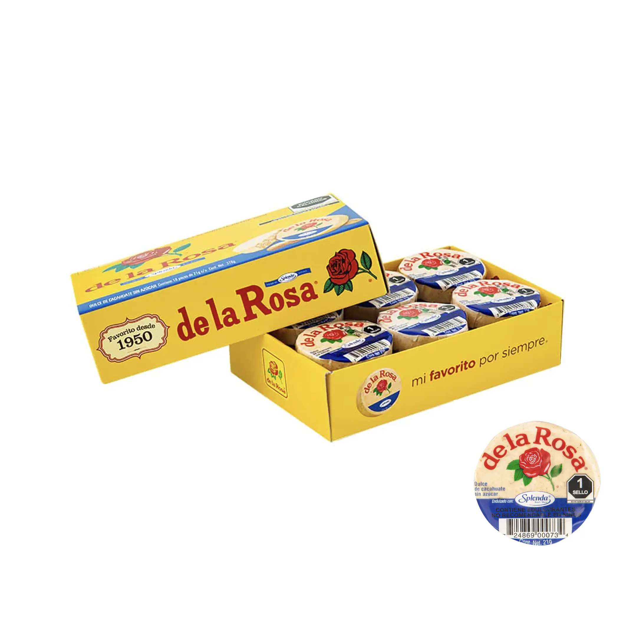 Mazapan Sin Azucar Sugar Free With Splenda By De La Rosa Mexican Traditional Peanut Candy 18 count