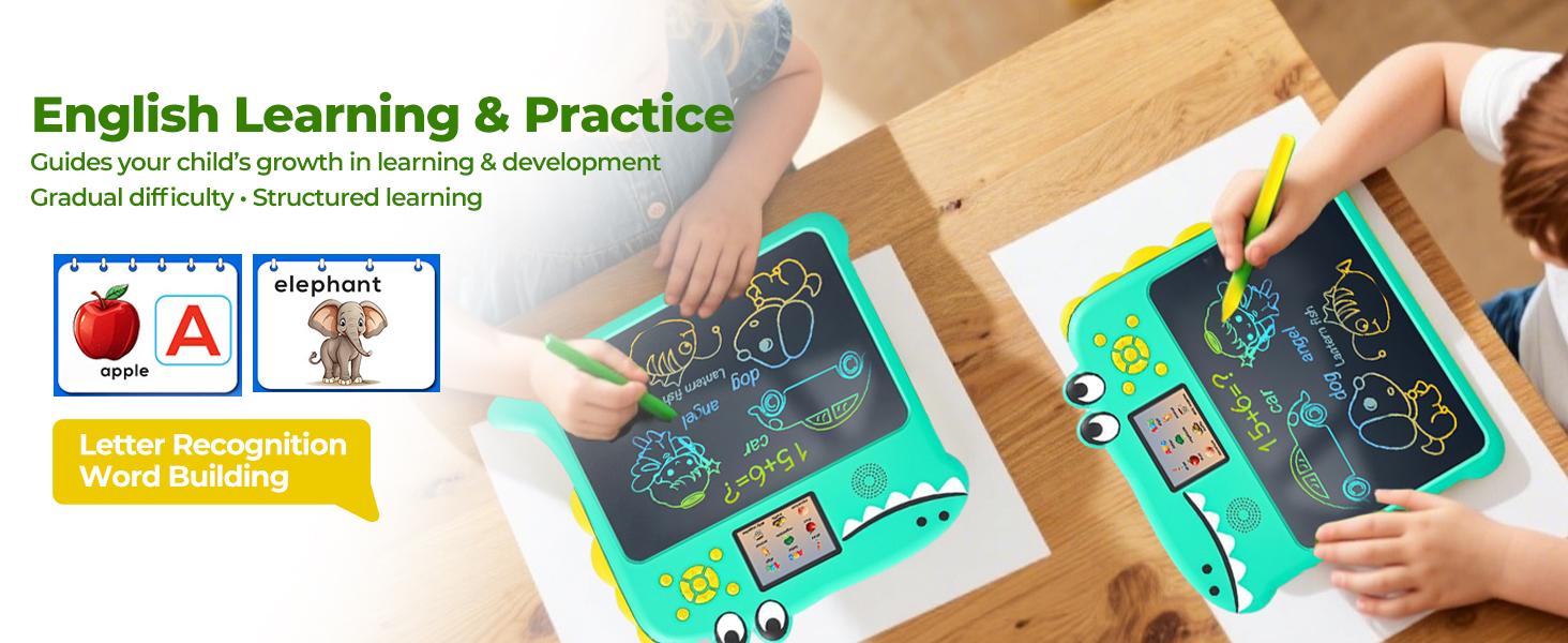 16-inch multifunctional early childhood learning machine, LCD tablet with learning machine, dual-screen learning board with 9 learning themes for autistic children's toys, suitable for boys and girls' birthday party Christmas gifts. kid Writing