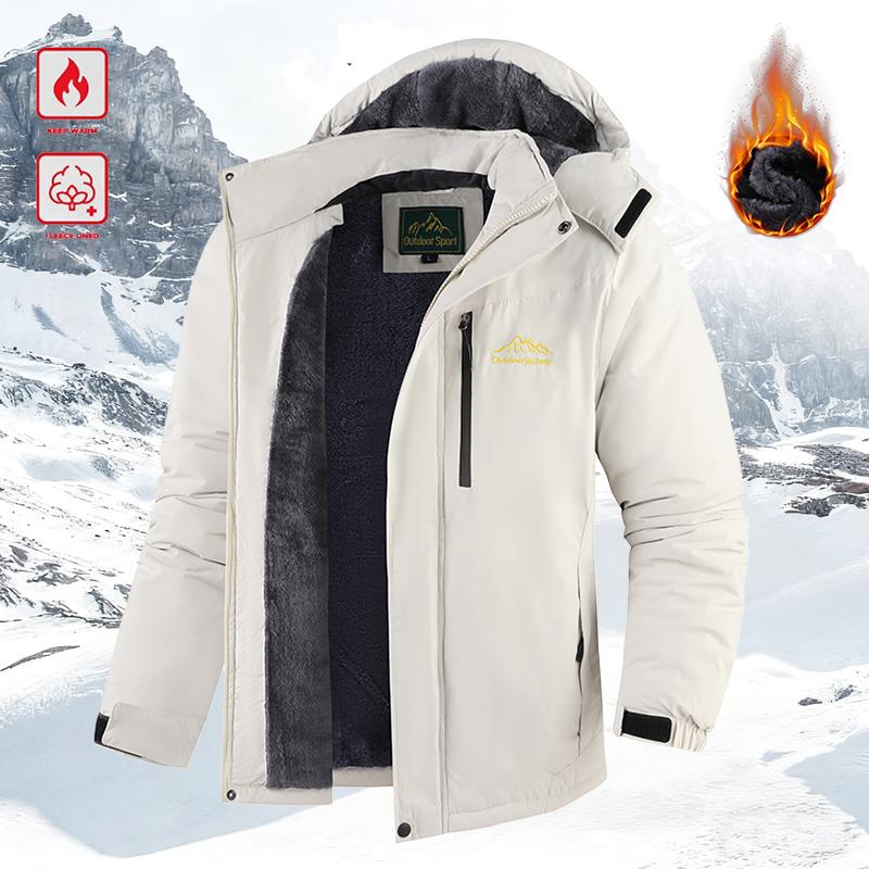 Men's Winter Fleece-Lined Hoodie – Thick, warm softshell jacket with an adjustable drawstring hood, ribbed cuffs, and zippered front closure; perfect for outdoor hikes, jogging, fishing, gym workouts, or everyday casual wear; a must-have versatile piece f