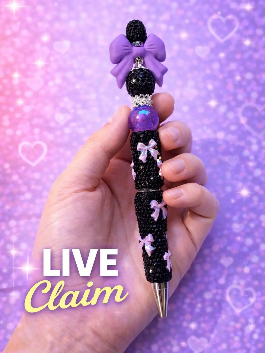 Live Claim- Fancy Rhinestone Bead Pen