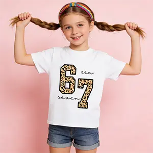 Toddler Kids Adorable 67 Graphic Short Sleeve Tee Soft Breathable Cotton Casual Fashion T-Shirt Cute Summer Tops for Boys and Girls