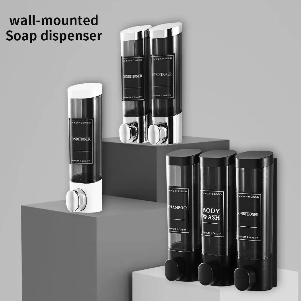 Shower Soap Dispenser, Plastic Soap Dispenser, Soap Container, 1/2/3 Chamber Shampoo and Conditioner Dispenser, Shampoo Dispenser for Shower, Wall Mounted Shower Pump Soap Dispenser for Bathroom Kitchen Restroom