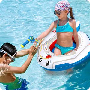 Kids' Inflatable Pool Float, Toddler Ride-On Airplane Cruiser, Summer Foldable Lounger, Mini Pool Toy for 3-8 Years Babies