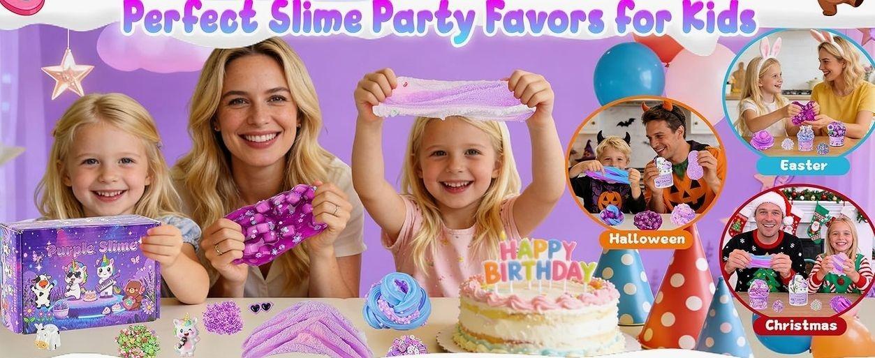 6 Pack Slimes, Purple Slime for Kids, Butter Cloud Slime kit for Girls Ages 8-12, Toys for Girls and Boys, Birthday Halloween Christmas Party Favors for Kids Goodie Bag Stuffers
