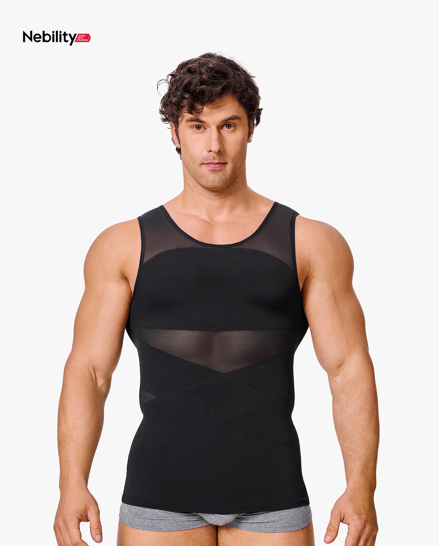 Nebility Men's Summer Thin Shapewear Tanktop - Menswear Mesh Tummy Control  Breathable High Elasticity  Seamless Sports Compression Vest Fitness SpringStatements