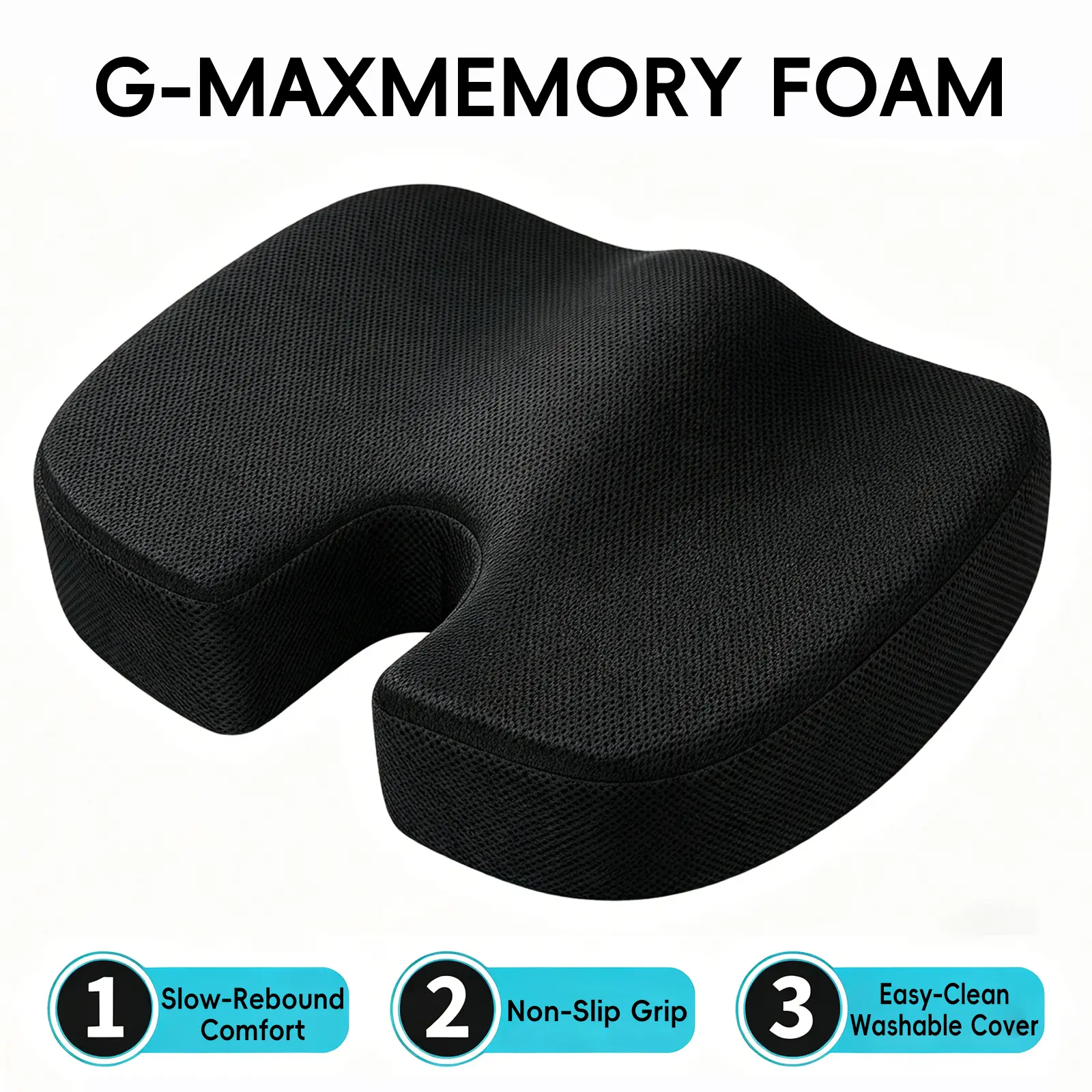 Gel Memory Foam Seat Cushion - Multi-Fit Universal Seat Cover Chair Pads, Non-Slip Breathable, Instant Comfort & Tailbone Support, Driving & Office Essential (2 Styles), Multi-Fit Chair Pads