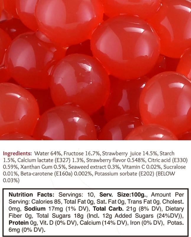 【Variety of Flavors】 BREXONIC Boba Pearls, Pomegranate Popping Bursting Boba, Tapioca Pearls For Bubble Tea ( Strawberry, Pomegranate, Peach, Passion Fruit, Blueberry, Mango) 1 LB Pack of 1 NEW!!!