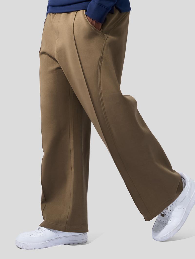 Fioboc Men's Straight Leg Pants - Fall Winter Business Casual Essential Bottoms, Structured Wrinkle Resistant Menswear Beige