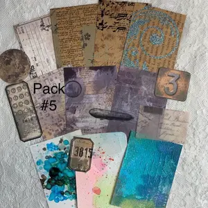 12 piece Handmade ATC Background Pack – Watercolor, Alcohol Ink & Distressed Designs for Journals & Scrapbooks